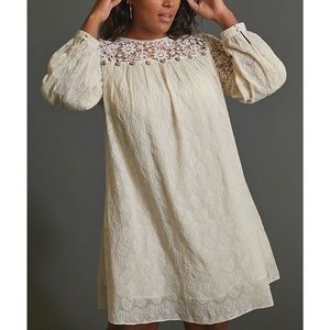Anthropologie Josephine Lace Tunic Dress | Ivory | Long Sleeves | Size 1X
